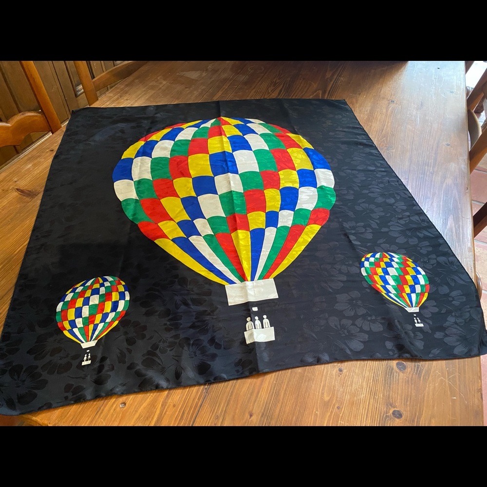 Vintage Hot Air Balloon Scarf black background whimsical unique accessor…